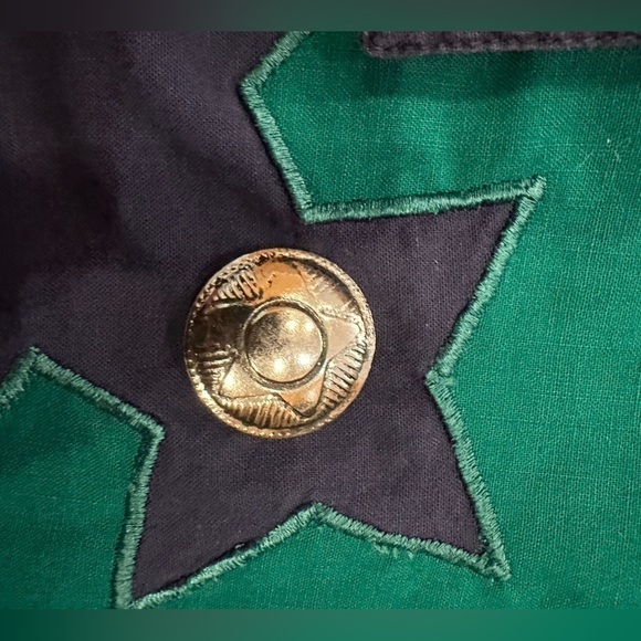 Vintage Adobe Rose Button Down Shirt Large Western Star Sherif Green Blue Rodeo - Picture 11 of 13